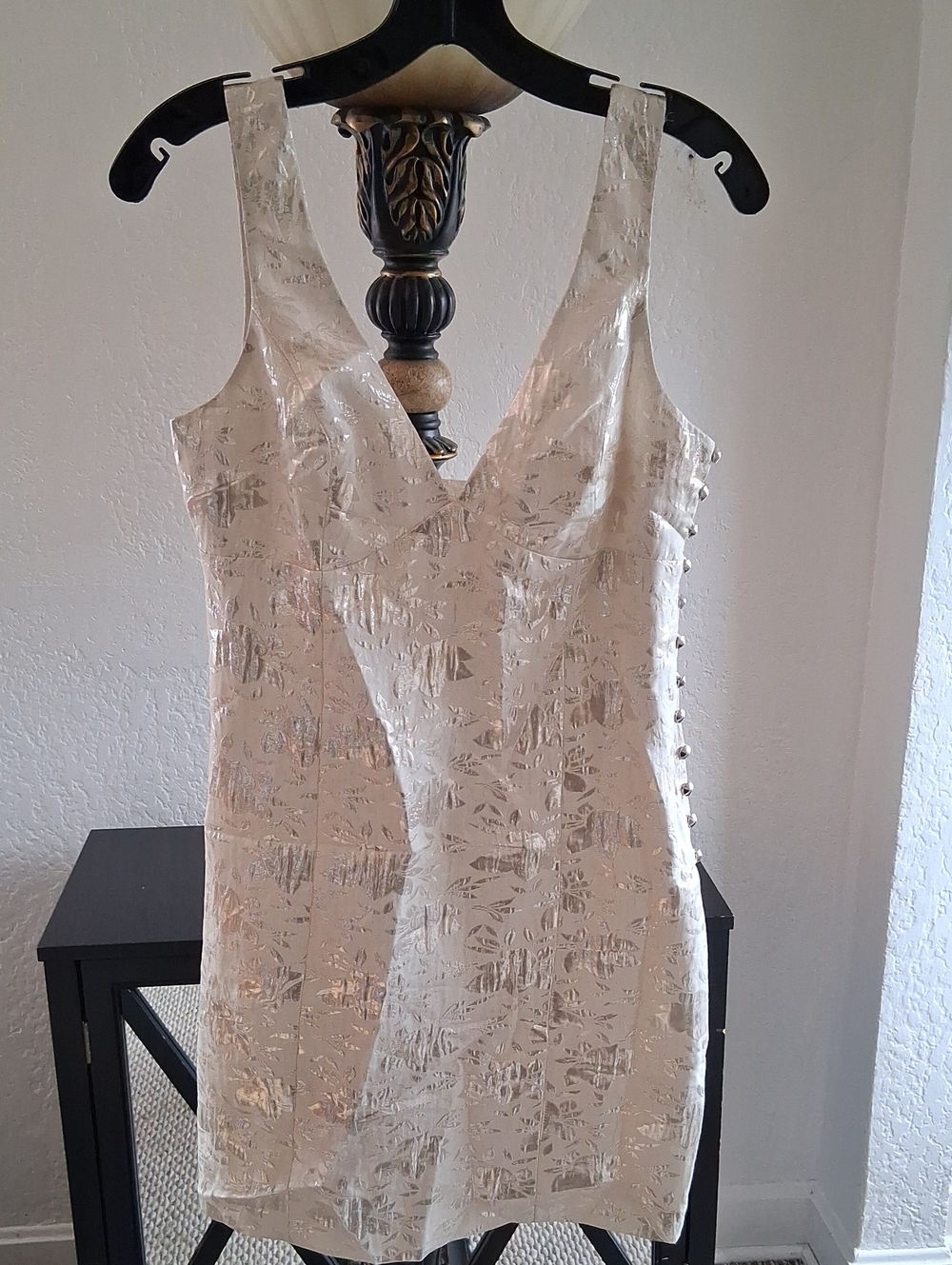 Tibi Ivory Metallic Mini Dress